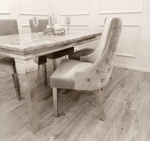 Grey Louis Table with Light Grey Kensington Chairs