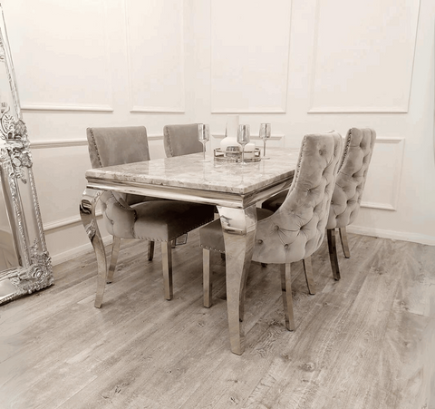 Grey Louis Table with Light Grey Kensington Chairs