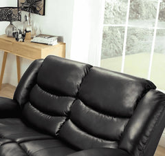 3+2 Roma Black Leather Recliner Sofa SOLID FURNITURE LTD