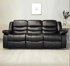 3+2 Roma Black Leather Recliner Sofa SOLID FURNITURE LTD