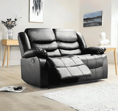 3+2 Roma Black Leather Recliner Sofa SOLID FURNITURE LTD