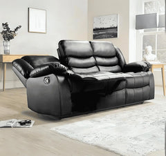 3+2 Roma Black Leather Recliner Sofa SOLID FURNITURE LTD