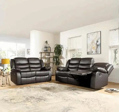 3+2 Roma Brown Leather Recliner Sofa