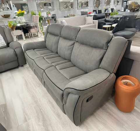 3+2 Grey Suede Leather Recliner Sofa Set Eco