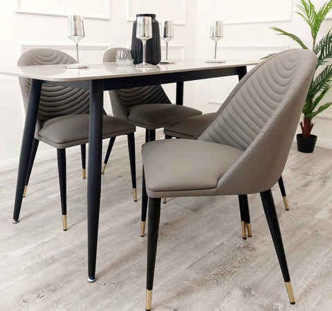 Alba Grey Leather Dining Chair SOLID FURNITURE