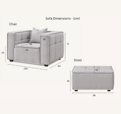 Aluxo Murray Sofa Range in Putty Boucle Fabric Aluxo