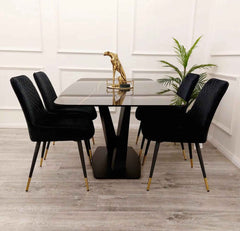 Apollo Black Dining Table with Chairs SOLID FURNITURE