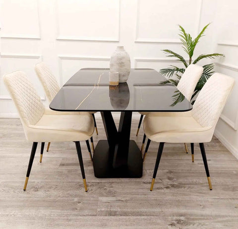 Apollo Black Dining Table with Chairs SOLID FURNITURE