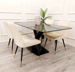 Apollo Black Dining Table with Chairs SOLID FURNITURE