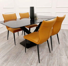 Apollo Black Dining Table with Chairs SOLID FURNITURE