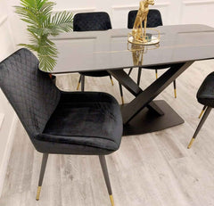 Apollo Black Dining Table with Chairs SOLID FURNITURE