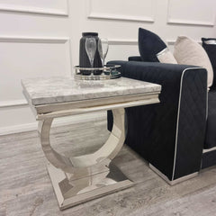 Light Grey Marble Ariana Lamp Table_SOLID FURNITURE UK