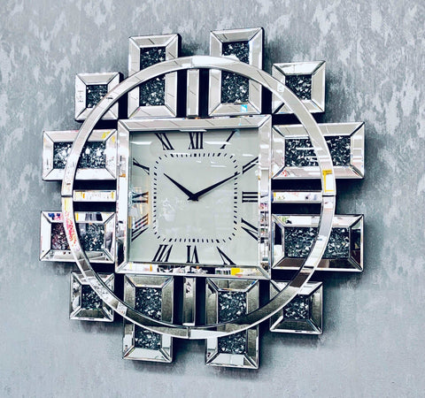 Axel Crushed Diamond Wall Clock Solid Furniture UK