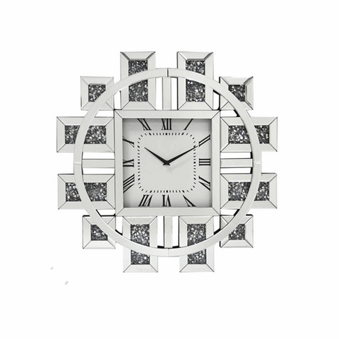 Axel Crushed Diamond Wall Clock Solid Furniture UK