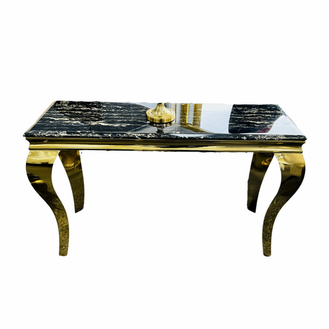 Black & Gold Louis Console Table Solid Furniture UK