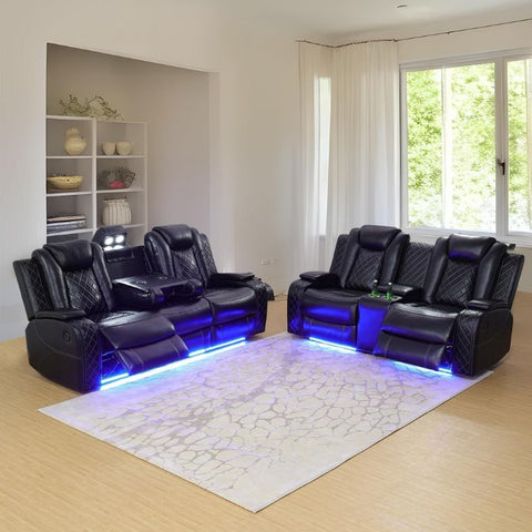 Black Orlando Electric recliner with LED and USB