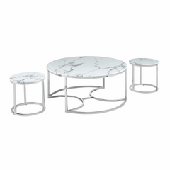 Cato Nest Of 3 Chrome Coffee Table Solid Furniture UK