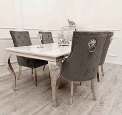 Bentley Chrome Dark Grey Velvet Dining Chair SOLID FURNITURE