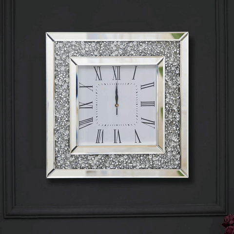 Diamond Crushed Square Wall Clock by Solid Furniture UK