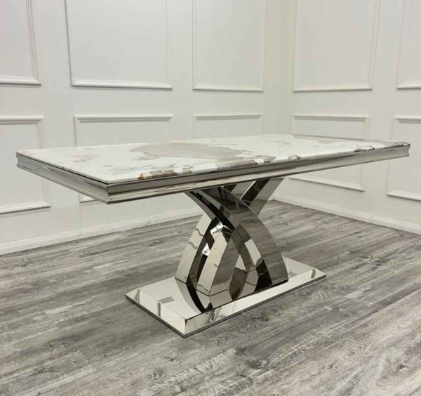 Milan Marble Table with Chelmsford Beige Chairs SOLID FURNITURE