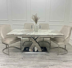 Milan Marble Table with Chelmsford Beige Chairs SOLID FURNITURE