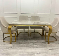 Pandora Gold Louis with Chelmsford Gold Beige Chairs SOLID FURNITURE