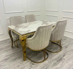 Pandora Gold Louis with Chelmsford Gold Beige Chairs SOLID FURNITURE