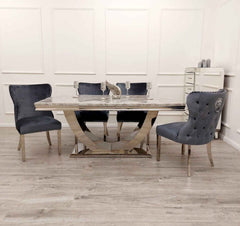 Arial Dining Table with Valentino Dark Grey Chairs SOLID FURNITURE