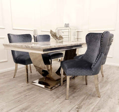 Arial Dining Table with Valentino Dark Grey Chairs SOLID FURNITURE