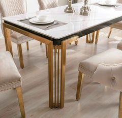 Pandora Gold Sorrento Cream Ceramic Table with Chairs SOLID FURNITURE