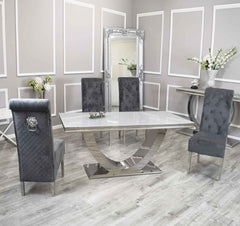 Arial Dining Table with Sofia Dark Grey Chairs SOLID FURNITURE