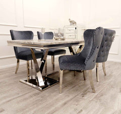 Xavia Dining Table with Valentino Dark Grey Chairs SOLID FURNITURE