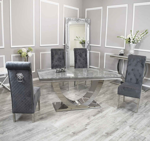 Arial Dining Table with Sofia Dark Grey Chairs SOLID FURNITURE