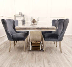 Arial Dining Table with Valentino Dark Grey Chairs SOLID FURNITURE