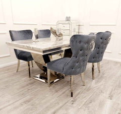 Arial Dining Table with Valentino Dark Grey Chairs SOLID FURNITURE