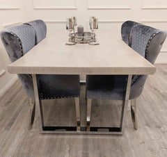 Freya Pine Wood Dining Table with Grey Valentino Chairs SOLID FURNITURE