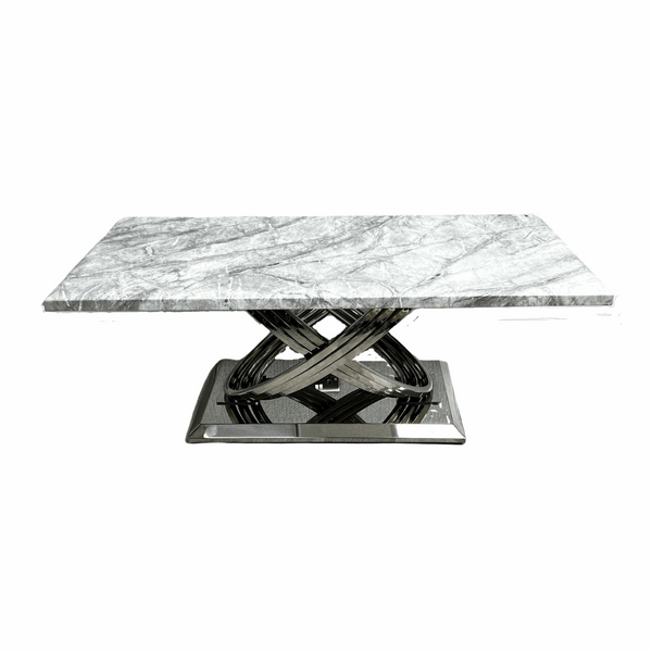 Elina Grey Marble Coffee Table With Chrome Frame Solid Furniture UK