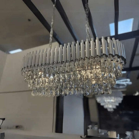 Silver Tear Crystal Chandelier