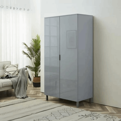 High Gloss 2 Door Wardrobe Solid Furniture UK