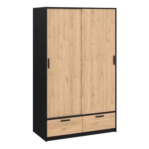 Line Black & Oak with Sliding Door Wardrobe 