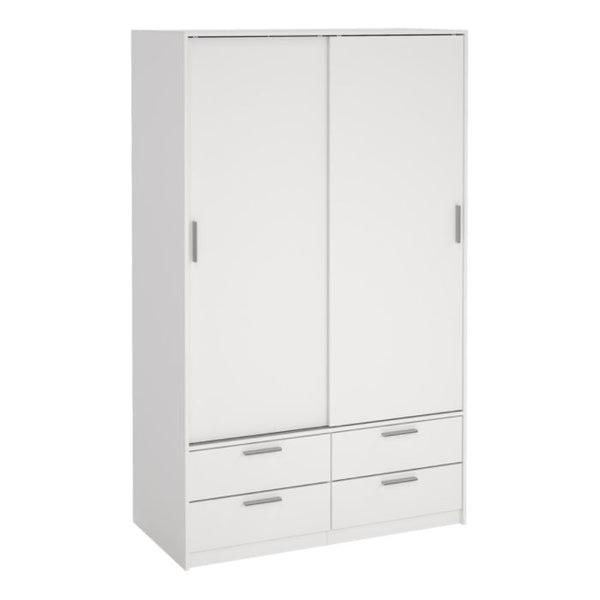 Line Wardrobe White with 4 Draws