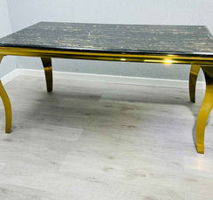 Black Gold Louis Marble Dining Table SOLID FURNITURE