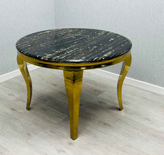 Black Gold Louis Marble Dining Table SOLID FURNITURE