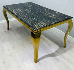 Black Gold Louis Marble Dining Table SOLID FURNITURE