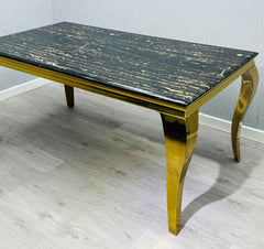 Black Gold Louis Marble Dining Table SOLID FURNITURE