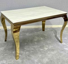 Cream Gold Louis Marble Dining Table SOLID FURNITURE