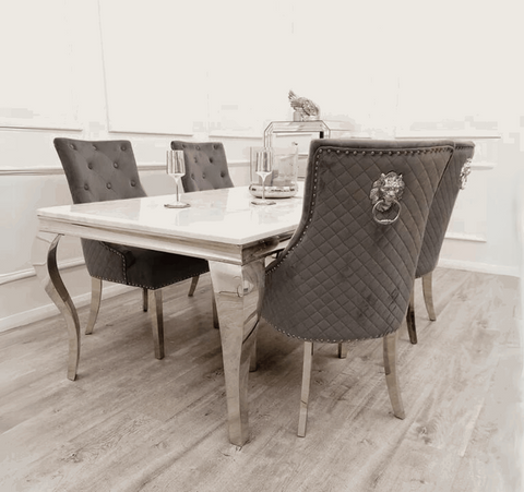 Bentley Chrome Dark Grey Velvet Dining Chair