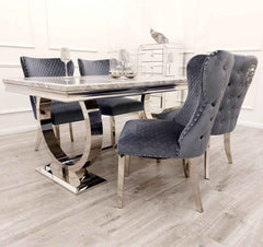 Ariana Dining Table with Valentino Dark Grey Chairs SOLID FURNITURE