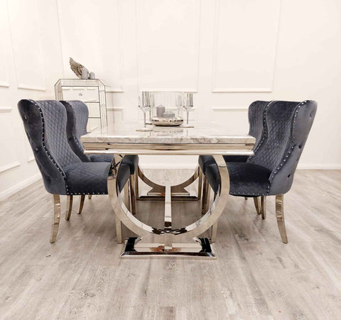 Ariana Dining Table with Valentino Dark Grey Chairs SOLID FURNITURE