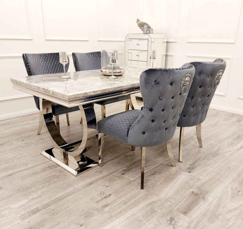 Ariana Dining Table with Valentino Dark Grey Chairs SOLID FURNITURE